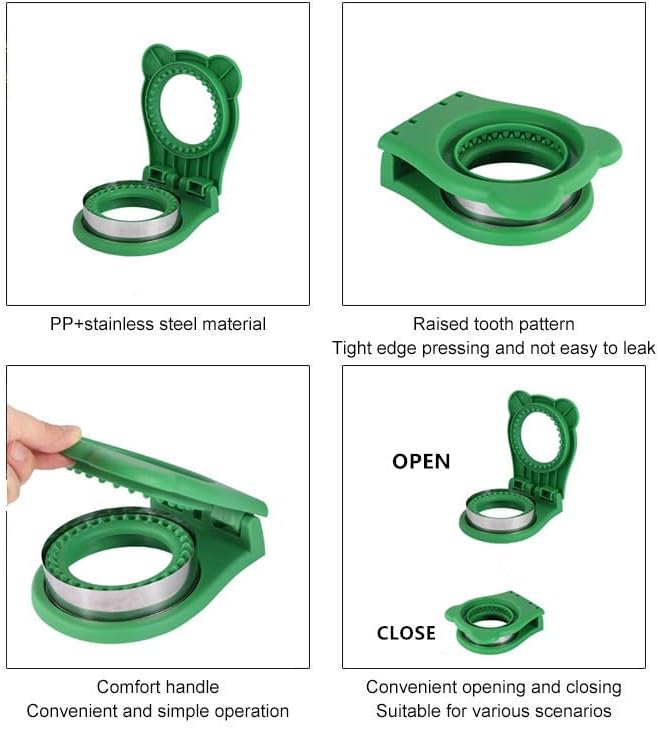 Uncrustable Sandwich Maker,Sandwiches Pocket Circle Shape 3.7Inch Sandwich Cutter and Sealer,Sandwich Cutter for Kids Breakfast and lunchboxes (Green)