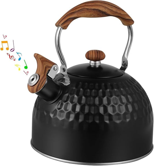 Tea Kettle Stovetop Whistling Teakettle Teapot, Stainless Steel, 2.5 L Black