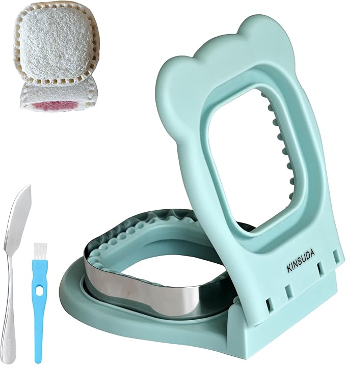 Sandwich Cutter and Sealer - 3.7" Circle & Square Pocket Sandwich Maker, Intuitive & Easy-to-Use for Boys &Girls, Perfect for Breakfast & Lunchboxes (Light Blue, Square)