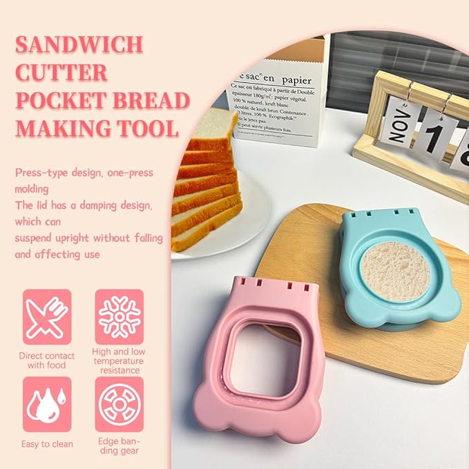 Sandwich Cutter and sealer Set,Square&Round Sandwich Maker with Seal Edge for Homemade sandwich Snacks Lunchbox Bento Box