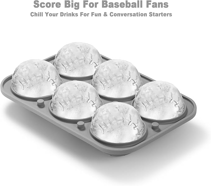 Nax Caki 3D Baseball Ice Cube Tray, Large Baseball Silicone Fun Shapes Whiskey Ice Mold with Funnel for Cocktails, Bourbon,Brandy, Whiskey Gifts for Men