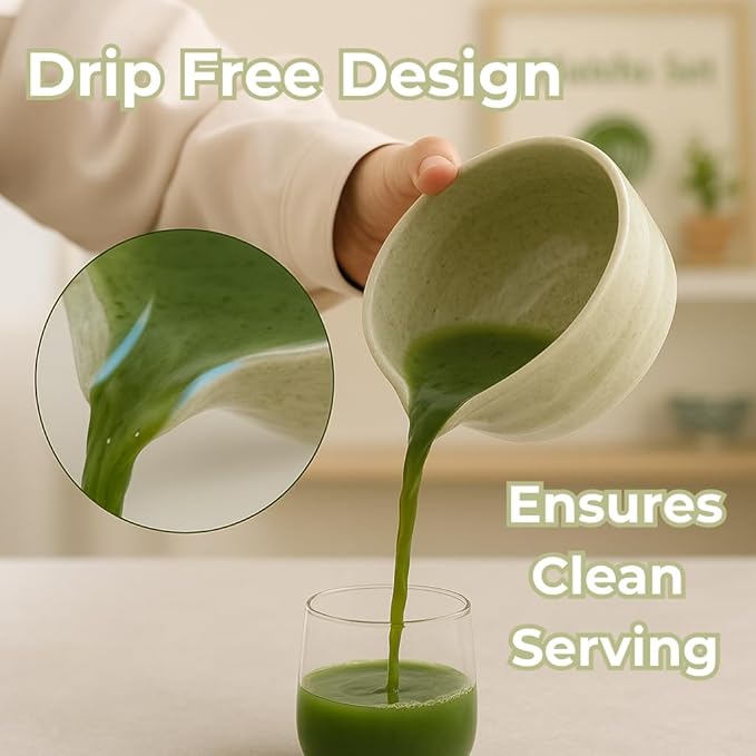 Dreizehn Matcha Whisk Set – 5 Piece Matcha Kit with Bowl, Whisk, Scoop, Sifter & Jar – Japanese Style Tea Set for Making Smooth and Frothy Matcha Green Tea at Home or as a Gift, Mottled Green