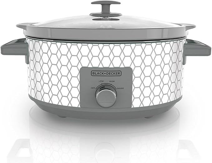 BLACK+DECKER SC1007D Slow Cooker, 7 quart, Geometric Cream