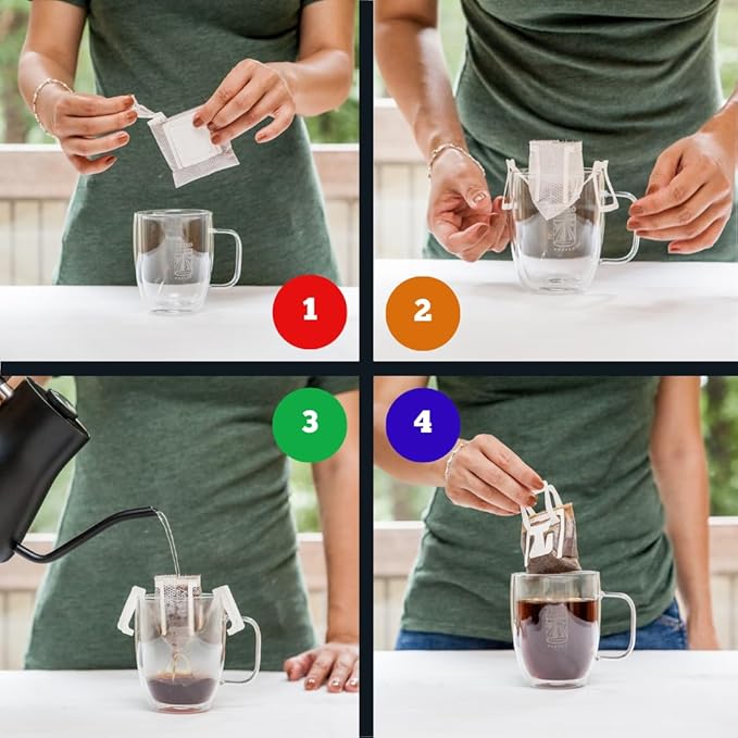 Tribo Coffee Single-Serve Portable Pour Over Drip Coffee - Guatemala Antigua - 10 Servings (Medium Roast)