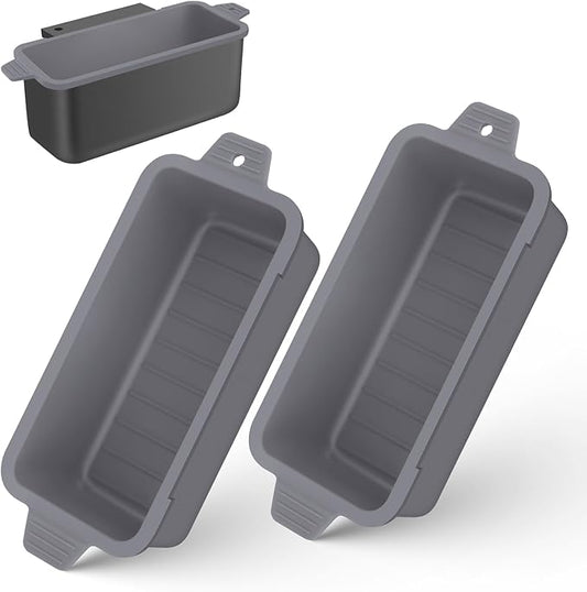 2 PCS Silicone Grease Cup Liners for Blackstone 36 28 22 17 Inch Griddle,Reusable Grease Catcher Cup Liner Grill Grease Tray,Durable Drip Pans Blackstone Griddle Accessories,Grey