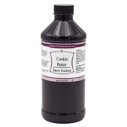 LorAnn Oils Cookie Butter Bakery Emulsion: True Essence, Ideal for Boosting Fruit Tones in Cakes, Cookies & Desserts, Gluten-Free, Keto-Friendly, Extract Substitute Essential for Your Kitchen, 16 Oz