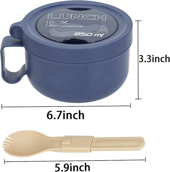 Microwave Ramen Bowl with Lid and Handle for Dorm Essentials,Microwave Soup Mugs Set of 2 for Soup and Instant Noodles,Oatmeal, Gumbo, Salad, BPA Free (Blue Red)
