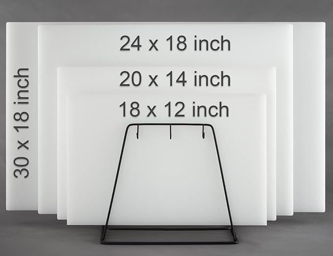 CURTA 2-Pack Cutting Boards for Kitchen, 24" x 18" x 0.5" White & Green Color Coded Plastic Chopping Board with Anti Slip Surface Dishwasher Safe