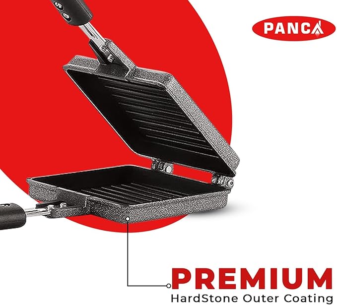 Jumbo Grill Gas Toaster Premium Big Bread Sandwich Maker, Black Aluminium with Bakelite Handles and Spatter, Gas Stove Toaster