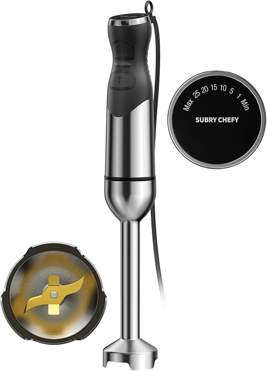 2025 New 1000W Handheld Immersion Blender Handheld – 25-Speed, Stainless Steel, Hand Blender, Corded Hand Mixer with Heavy-Duty Copper Brushless Motor & Gift Box