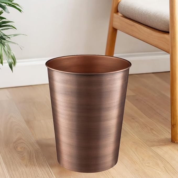 Monarch Abode Copper Handcrafted Metal Wastebasket for Home Office Bedroom, Decorative Waste Basket, Modern Bathroom Garbage Can, Durable & Decorative Trash Bin, Antique Copper Bathroom Trash Can