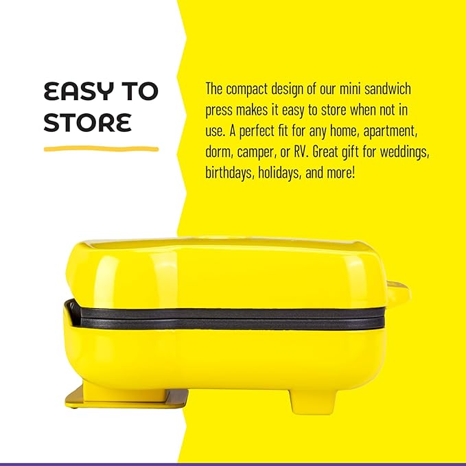 Mini Electric Sandwich Press – Fun Sandwich Shape – Non-Stick Coating, Easy to Clean – Great for Families, Kids, Dorms, Apartments, RVs – Gift for Holidays, Birthdays, Weddings