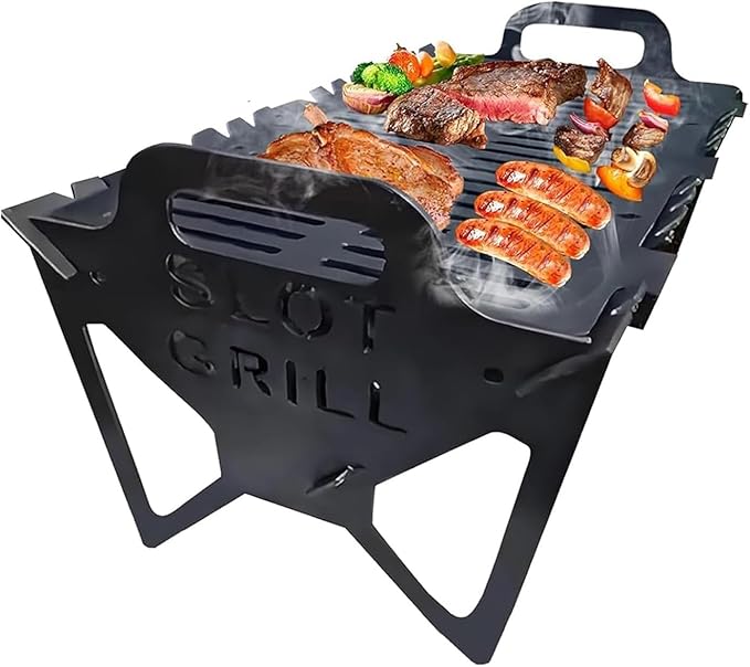 Slot Grill, Slot Grill Collapsible, For Easy Storage, Lightweight And Compact, For Camping, Travel, Party(26 * 26 * 3cm)