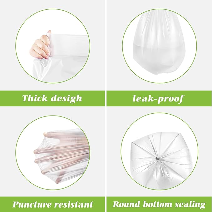 0.5 Gallon Mini Strong Trash Bags, Tiny Bathroom Garbage Can Liners by Teivio, Small Plastic Bags for Desktop Trash Bin/Dog/Poop Car, Fit 2 Liters or Less Can (250 Counts, Clear)