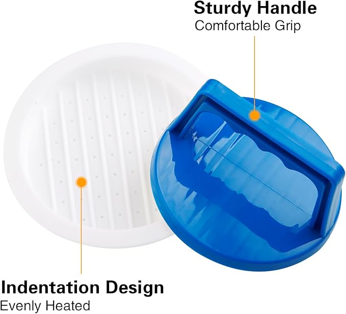 Burger Press Patty Makers, Round Non-Stick Stuffed Hamburger Press Accessories Smashed Hamburger Press Patty Burger Meat Sausage Beef Makers Mold Kitchen Gadgets for Grilling (2 Pack, Blue)