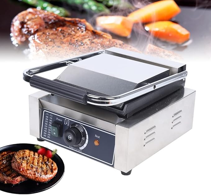 Panini Press Grill and Griddle,Stainless Steel Sandwich Maker & More,Grill Press Sandwich Maker,Removable Non-Stick Baking Trays