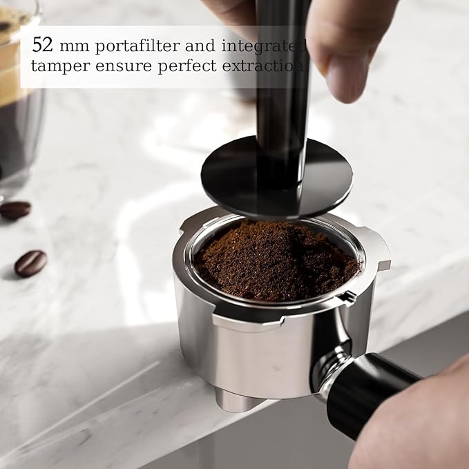 Kismile Espresso Machine 20 Bar, Espresso Maker with Milk Frother Steam Wand, Compact Cappuccino & Latte Machine with 40oz Removable Water Tank for Home, Stainless Steel