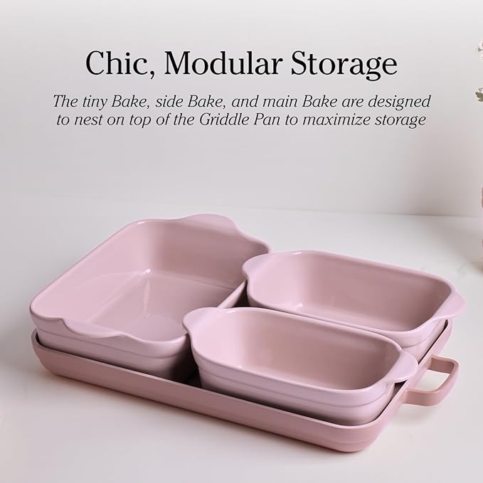 Our Place Bakeware Set | 5-Piece Nonstick, Toxin-Free, Ceramic, Cast Aluminum Set with Oven Pan, Bakers, & Oven Mat | Space-Saving Nesting Design | Oven-Safe | Bake, Roast, Griddle and more | Spice