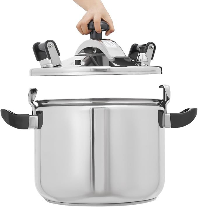 42 Quart Stainless Steel Pressure Cooker, Commercial Stove Top Pressure Cooker, Pressure Stewing Pot, Compatible with Gas & Induction Cooker