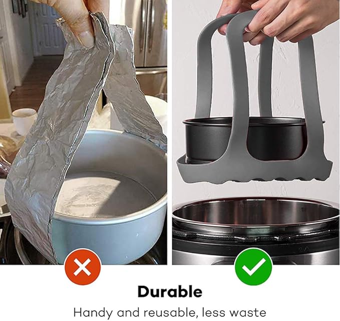 Pressure Cooker Sling, Silicone Bakeware Sling for 3Qt Instant Pot, Multi-function Cooker Anti-scalding Bakeware Lifter Steamer Rack, BPA-Free Silicone Egg Steamer Rack (Gray)