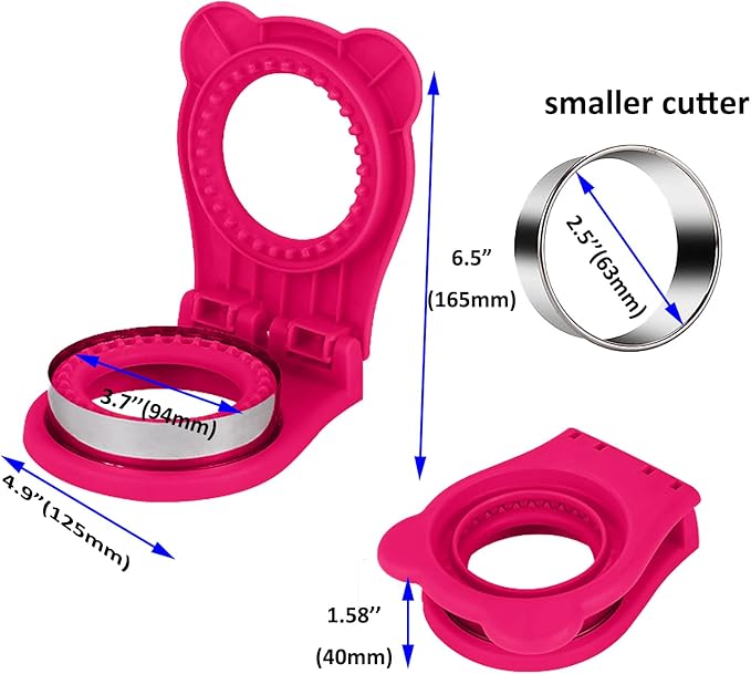 Sandwich Cutter and Sealer, Decruster Sandwich Maker for kids lunch Uncrustable Sandwich Maker，Easy for School Lunchbox and Bento Box - Rose Red