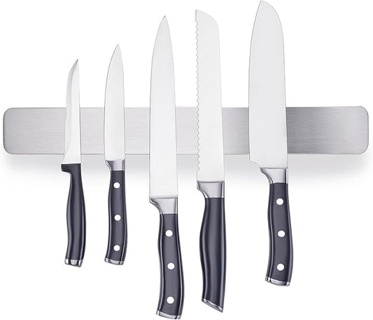 ENOKING 16 Inch Magnetic Knife Holder, 304 Stainless Steel Knife Magnetic Strip for Wall, Refrigerator, RV Kitchen, Knife Rack for Utensil Storage, Gray