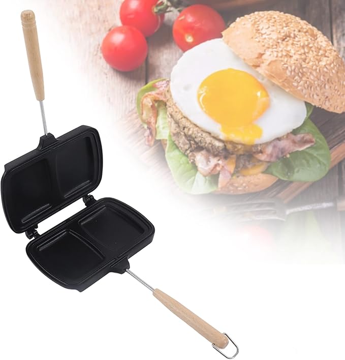 Topyond Double Sandwich Maker, Sided Nonstick Panini Press Breakfast Sandwich Maker, Grilled Cheese Maker with Removable Handles, Aluminum Alloy Material, Easy to Clean