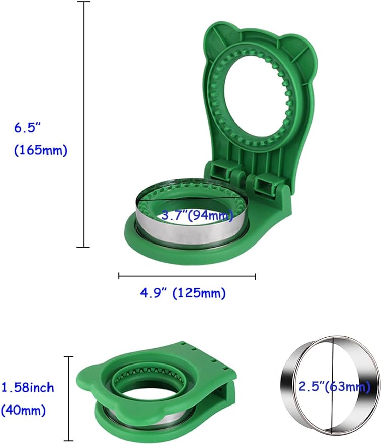 Sandwich Cutter and Sealer, Decruster Sandwich Maker for kids lunch Uncrustable Sandwich Maker，Easy for School Lunchbox and Bento Box Green