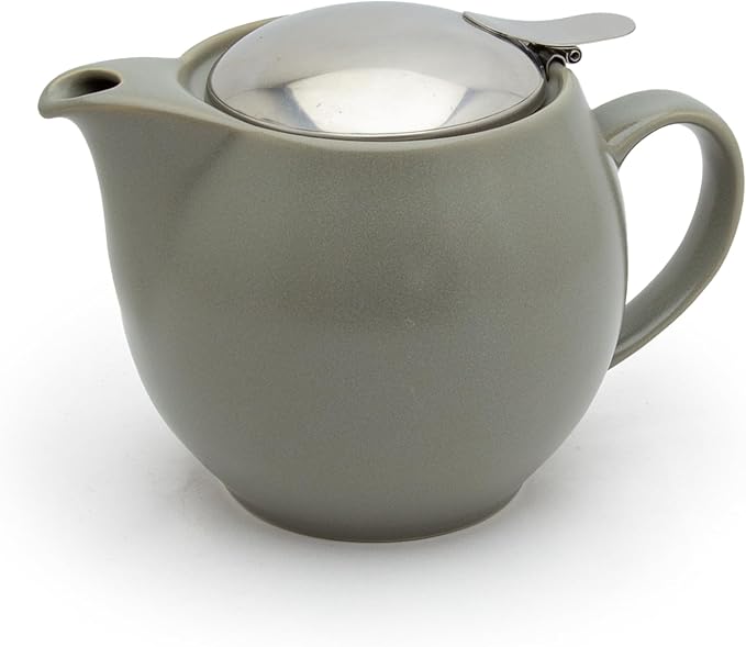 Zero Japan Bee House Round Teapot - Ceramic Teapot with Removable Lid & Stainless Steel Infuser for Loose Tea - Small Tea Pot for One - Silky Gray (15 oz)