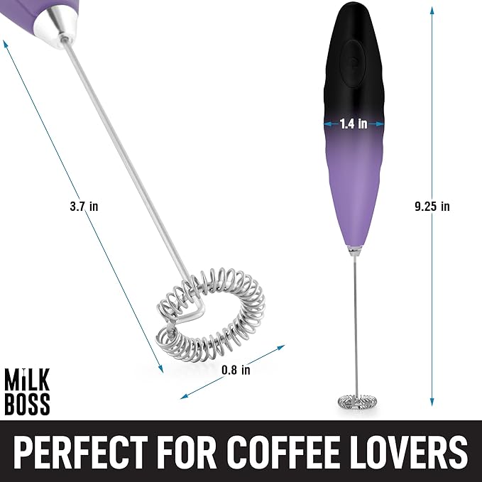 Milk Boss Milk Frother for Coffee - Comfort Grip Matcha Whisk - Frother Handheld - Electric Drink Mixer With Batteries Included (Galaxy)