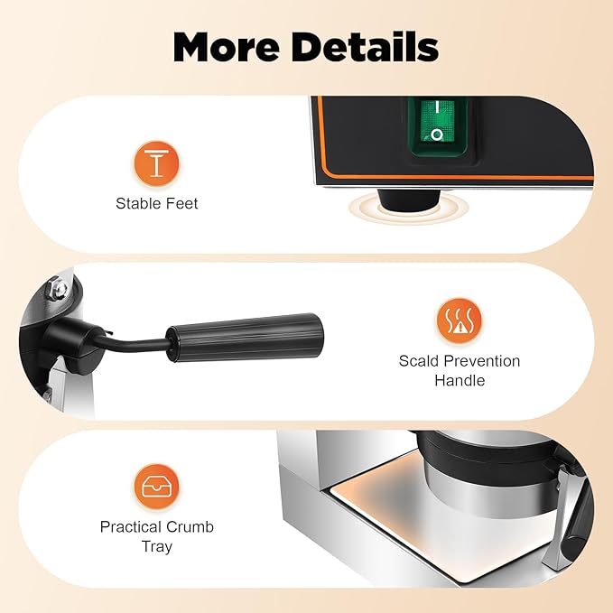 Electric Burger Waffle Baking Machine Commercial Waffle Cone Maker Double-Sided Constant Heating Ice Cream Sandwich Maker for Home Kitchens Snack Food Factories Panini Press Machine