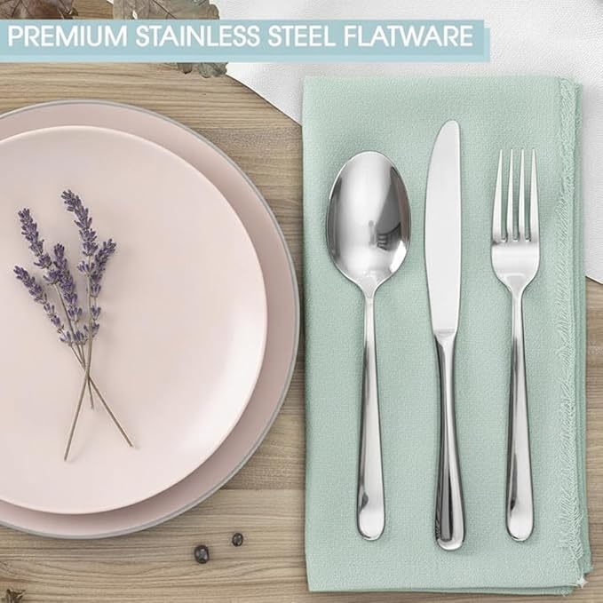 20-Piece Stainless Steel Flatware Set, Service for 4, Durable 18/0 Silverware with Ergonomic Design, Dishwasher Safe Tableware in Casual Style