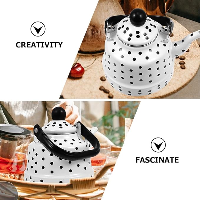 Hemoton Vintage Enamel Tea Kettle Boiling Kettle for Induction Gas and Electric Stovetops Artistic Design Spout for Heating for Tea and Households