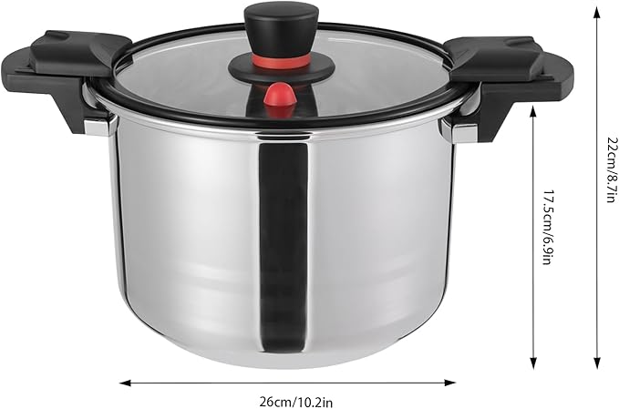 Stainless Steel Pressure Cooker, 7L/7.4Qt Olla De Presion,Cooking Pressure Cookers Pressure Pot Thickened Pressure Cooker Compatible With Induction Cookers and Gas Stoves