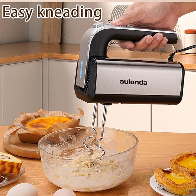 Hand Mixer Electric 5 Speed Kitchen Hand Held Mixer with Turbo Boost,Stainless Steel Performance Hand Mixer Includes 6 Attachments for Easy Whipping Dough, Cream, Cake