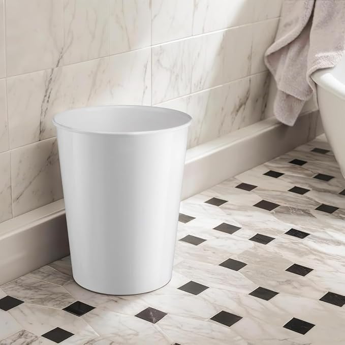 Monarch Abode White Handcrafted Metal Wastebasket for Home Office Bedroom, Decorative Waste Basket, Modern Bathroom Garbage Can, Durable & Decorative Trash Bin, White Bathroom Trash Can