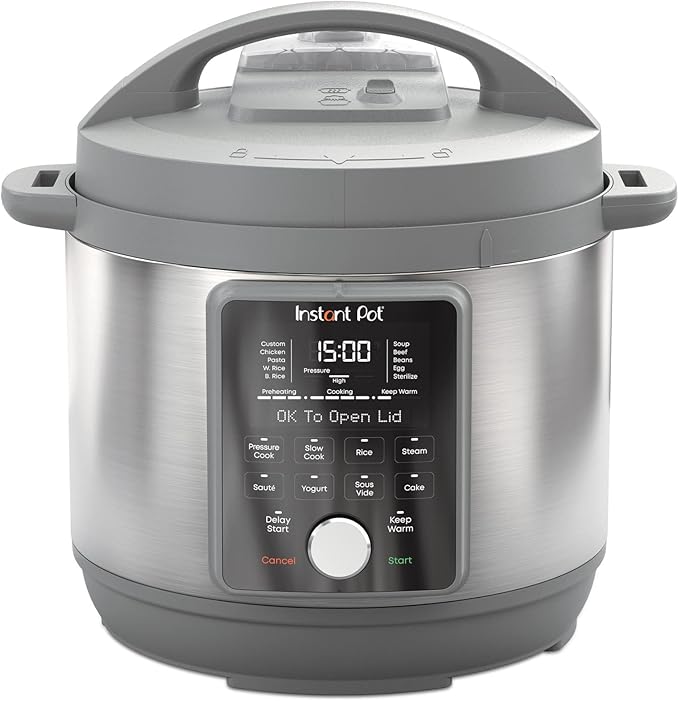 Instant Pot, 6-Quart Whisper Quiet 9-in-1 Electric Pressure Cooker, Slow Rice Steamer, Sauté, Yogurt Maker, Warmer & Sterilizer, Free App with 800+ Recipes, Stainless Steel