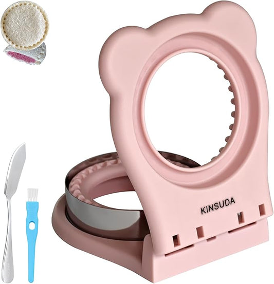 Sandwich Cutter and Sealer - 3.7" Circle & Square Pocket Sandwich Maker, Intuitive & Easy-to-Use for Boys &Girls, Perfect for Breakfast & Lunchboxes (Light Pink, Round)