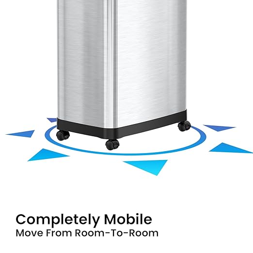 iTouchless 24 Gallon Dual Push Open Trash Can with Wheels and AbsorbX Odor Filter, 91 Liter Swing Flip Doors Rectangular Stainless Steel Garbage Bin, Perfect for Restaurant, Business, Home Kitchen