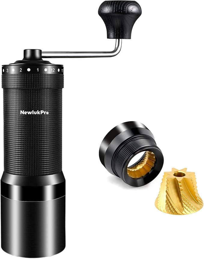 M7 Pro Manual Coffee Grinder,Titanium Coating Conical Burr,Hand Coffee Grinder with External 72 Grinding Scales,All-round Hand Grinder for Pour Over Drip French Press Espresso (Black)