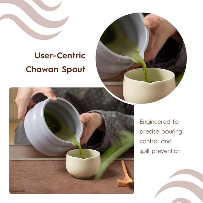 Matcha Whisk Set - Ceramic Bowl, Bamboo Whisk with Holder, Storage Canister, Sifter, Schima Spoon with Rest, Tea Towel - 8 Pcs Complete Kit for Traditional Matcha and Modern Lattes (Purple)