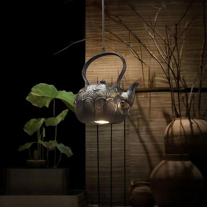 Chinese Retro Tea Kettle Pendant Light Handmade Craft Ceiling Mount 9 Inch for Dining Room Bar Bedroom 3000k