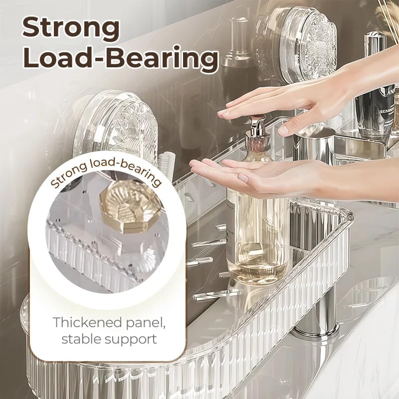 Universal Removable Faucet Storage Rack, No-Drill Bathroom Suction Storager Box, Thickened And Widened Panel Design, Water Automatically Drains Away, For Bathroom Kitchen (White)