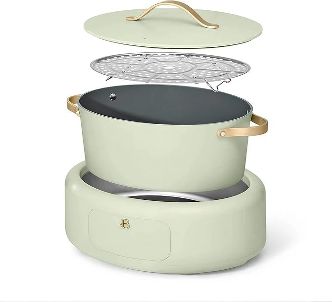 Beautiful 10-in-1 6Qt Electric Multi-Cooker by Drew Barrymore – Slow and Rice Cooker, Steamer, Dutch Oven, Sauté & More – Touch Display, Oven Safe, Dishwasher Safe (Sage Green)