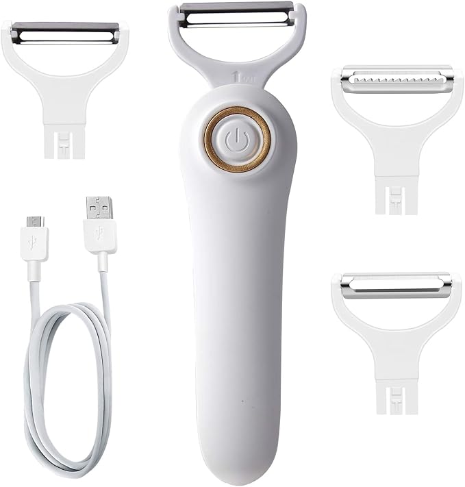 Electric Potato Peeler, Handheld Electric Vegetables and Fruit Peeler 3-in-1 Pro Set, USB Rechargeable Kitchen Gadgets for Apples, Potato, Carrots, Cucumber