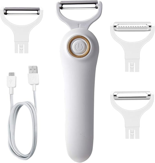 Electric Potato Peeler, Handheld Electric Vegetables and Fruit Peeler 3-in-1 Pro Set, USB Rechargeable Kitchen Gadgets for Apples, Potato, Carrots, Cucumber