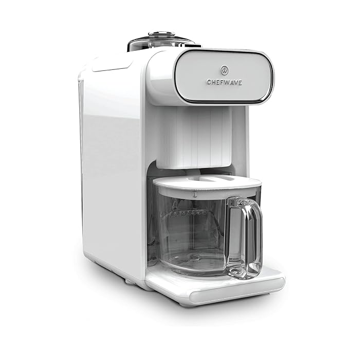 ChefWave Milkmade Non-Dairy Milk Maker – 6-in-1 Plant-Based Milk Machine for Almond, Oat, Soy, Cashew, Coconut & Macadamia – No Soaking, Auto-Clean, Delay Start, Glass Pitcher – White