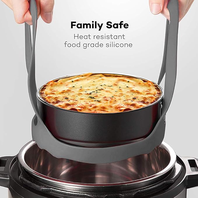 Pressure Cooker Sling, Silicone Bakeware Sling for 3Qt Instant Pot, Multi-function Cooker Anti-scalding Bakeware Lifter Steamer Rack, BPA-Free Silicone Egg Steamer Rack (Gray)