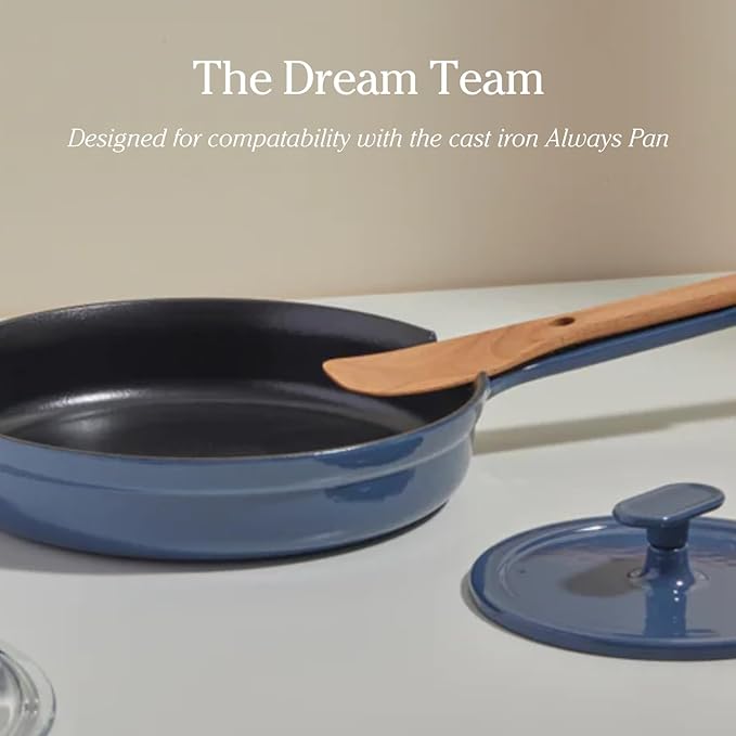 Our Place Grill Press - Cast Iron Add-On for Perfect Searing, Crispy Cooking | Heat-Resistant, Easy-Clean | Compatible with Cast Iron Always Pan | Blue Salt