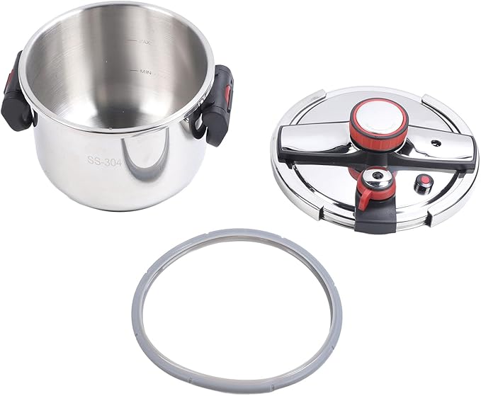 Stainless Steel Pressure Cooker, Large Capacity Explosion Proof Pressure Canner with Easy Lock Lid, 2 Gear Pressure Cooker for Vegetables, Fish, Rice and Meat, Fast Cooking
